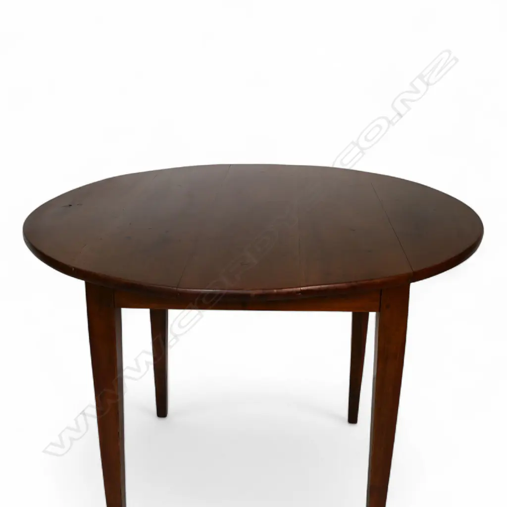 A French c.1900 fruitwood circular kitchen table, Image 1++